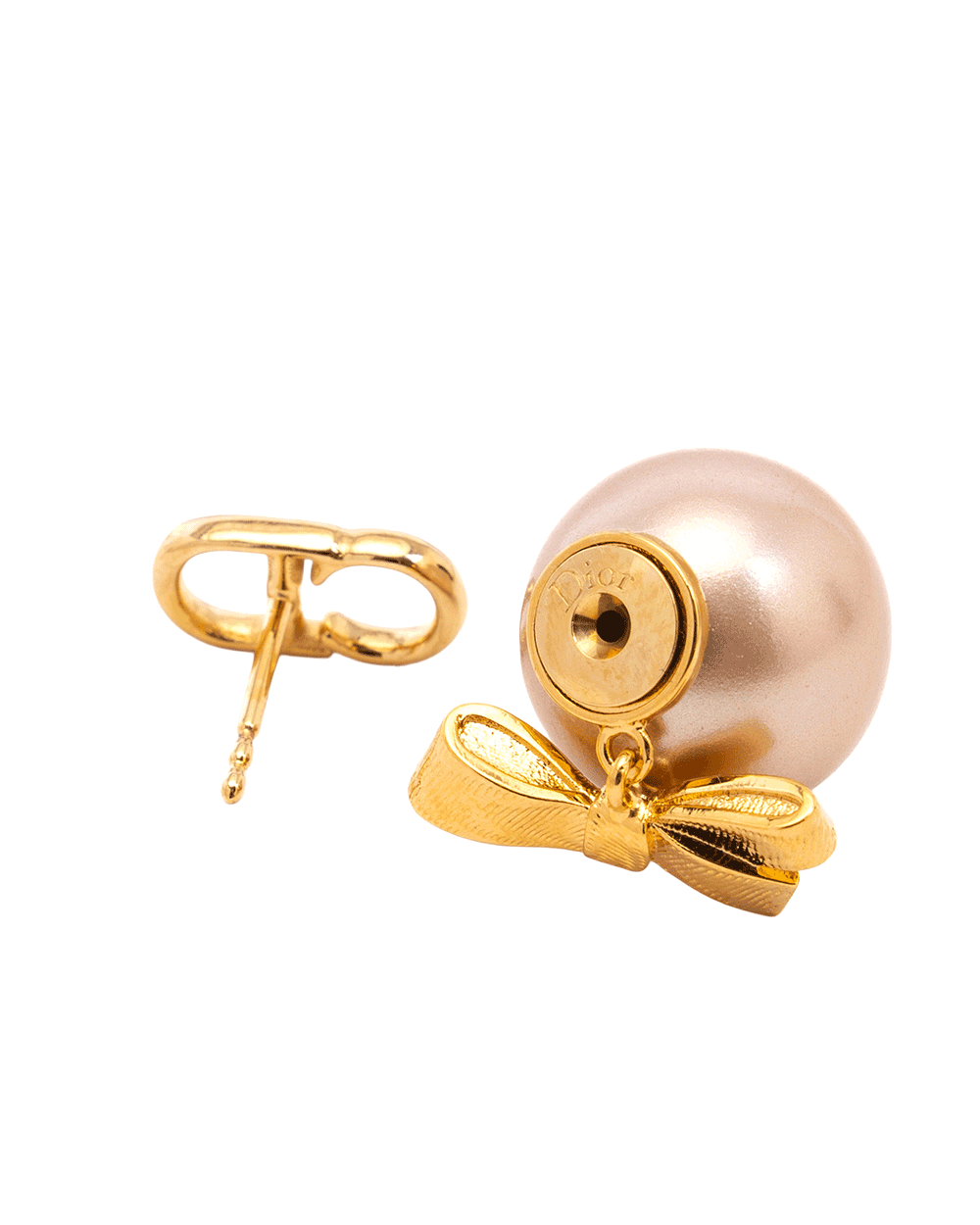 23 NEW DIOR TRIBALES BOW EARRINGS PEARL ROSEGOLD GHW 10748