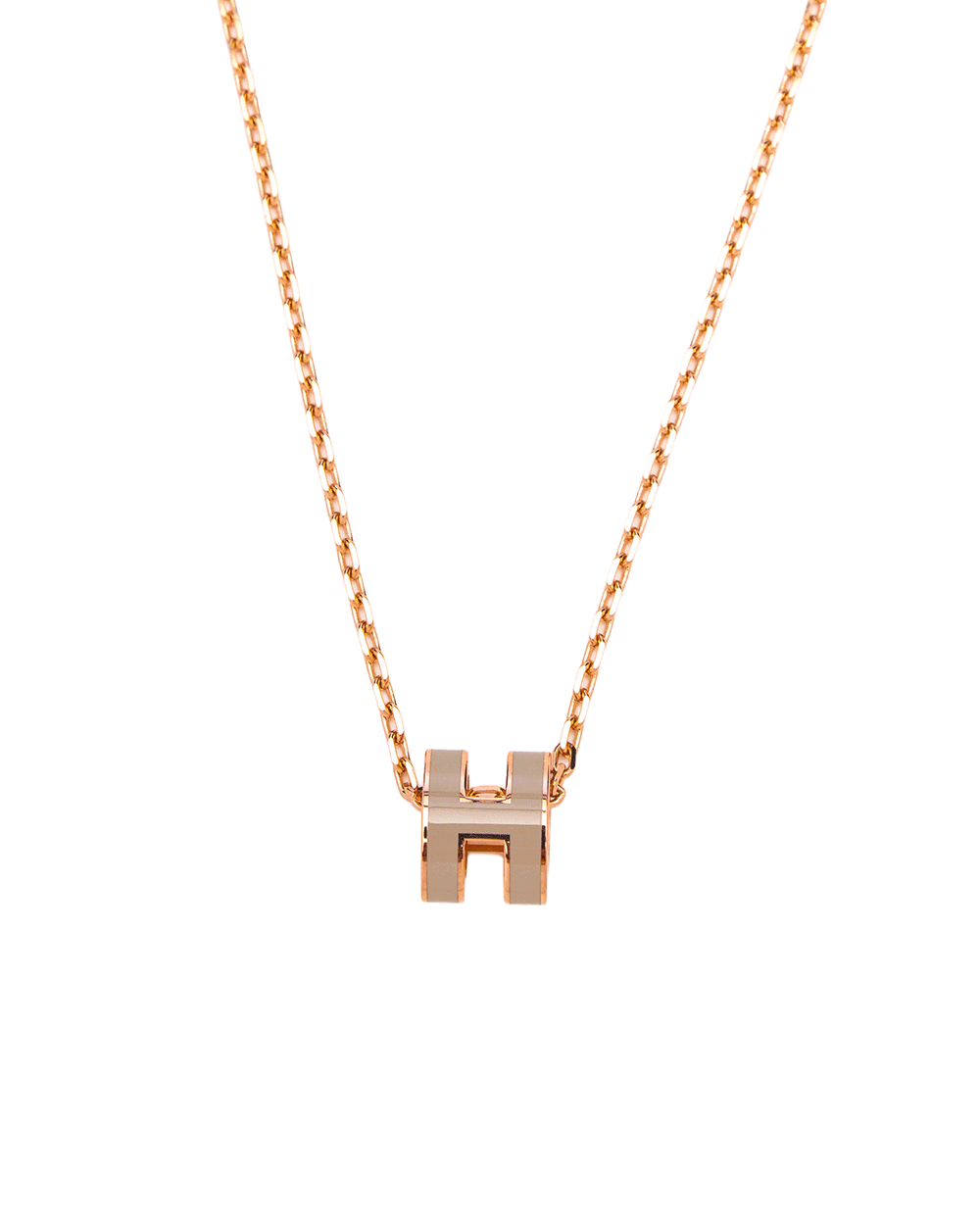 23 NEW HERMES H POP NECKLACE MINI MARRON GLACE RGHW GD 02 16 0343