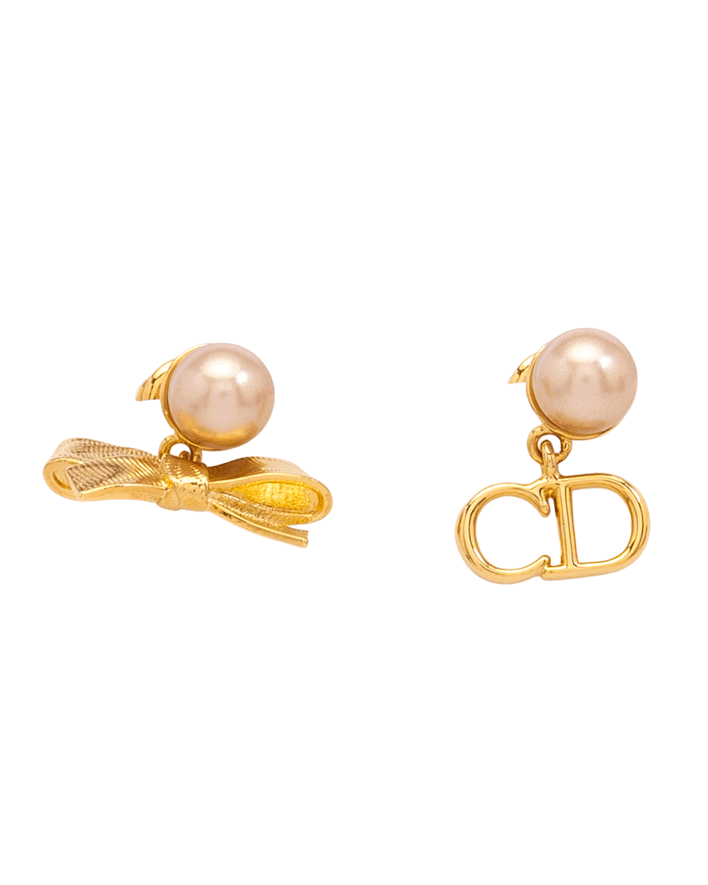 26 NEW DIOR CD MINI BOW EARRING PEARL GHW 10771
