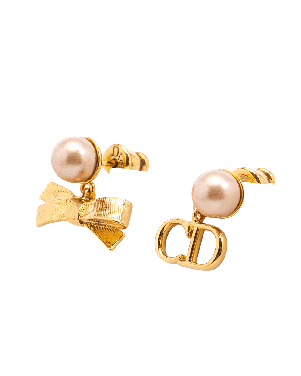 26 NEW DIOR CD MINI BOW EARRING PEARL GHW 10772