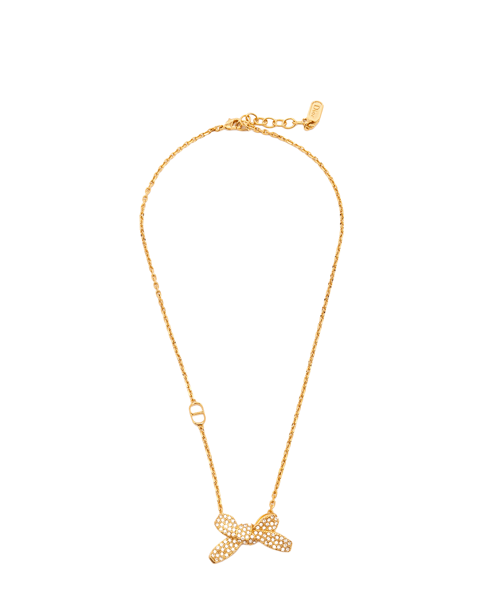 28 NEW DIOR DELICATE BOW NECKLACE CRYSTAL GHW 10794