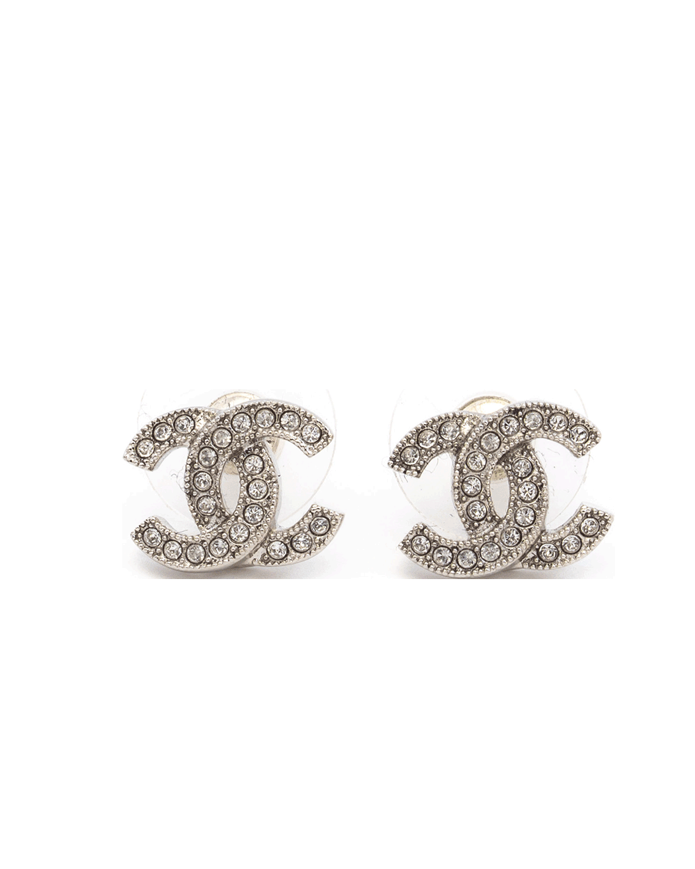 29 NEW CHANEL EARRING CC LOGO 1 CM CRYSTAL SHW 10785
