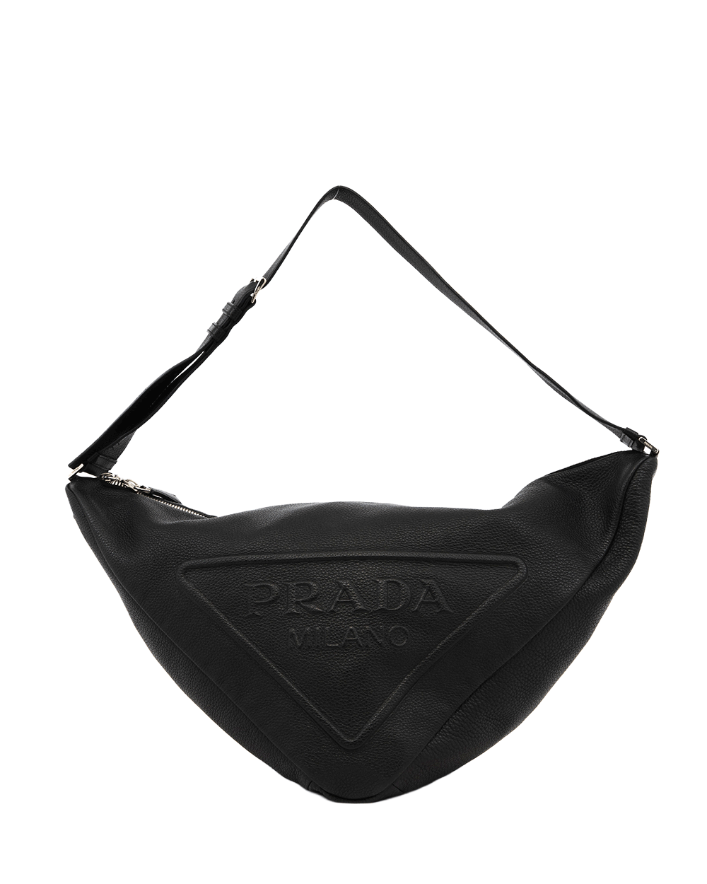 33 PRADA TRIANGLE BAG LARGE BLACK CALF SHW MICROCHIP 0598