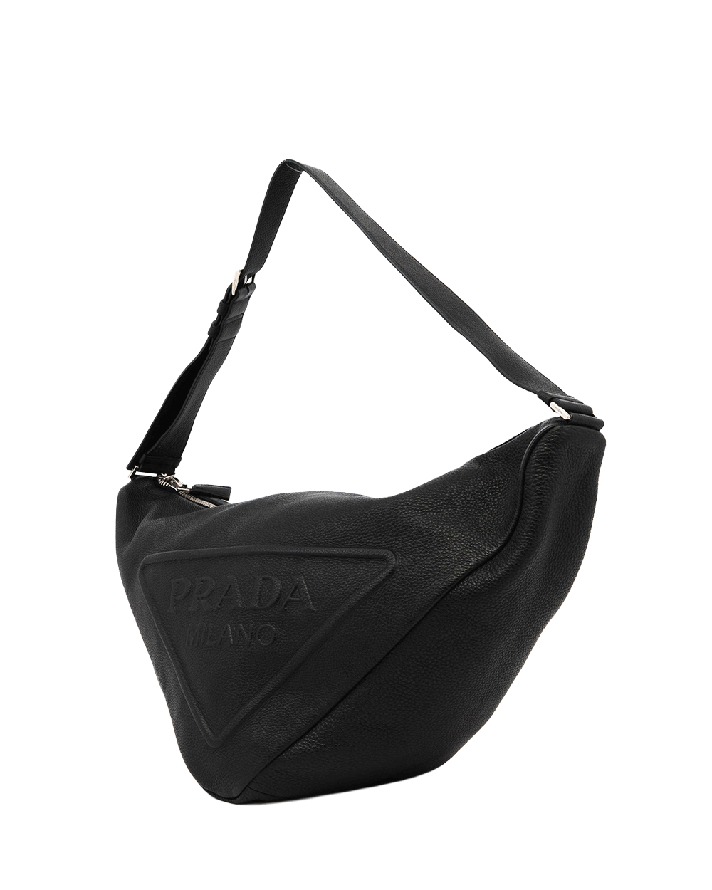 33 PRADA TRIANGLE BAG LARGE BLACK CALF SHW MICROCHIP 0599