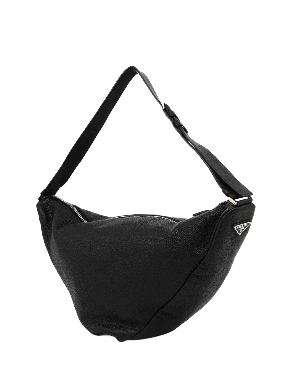 33 PRADA TRIANGLE BAG LARGE BLACK CALF SHW MICROCHIP 0600