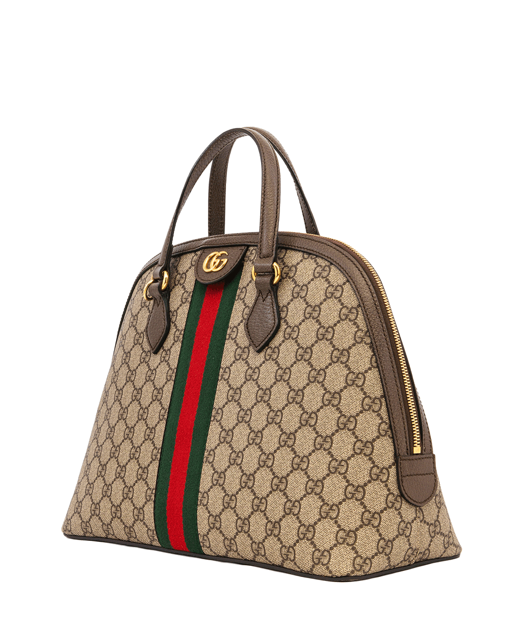 34 GUCCI OPHIDIA TOP HANDLE DOME MEDIUM BROWN GG MONOGRAM CANVAS GHW 524533 520981 0828