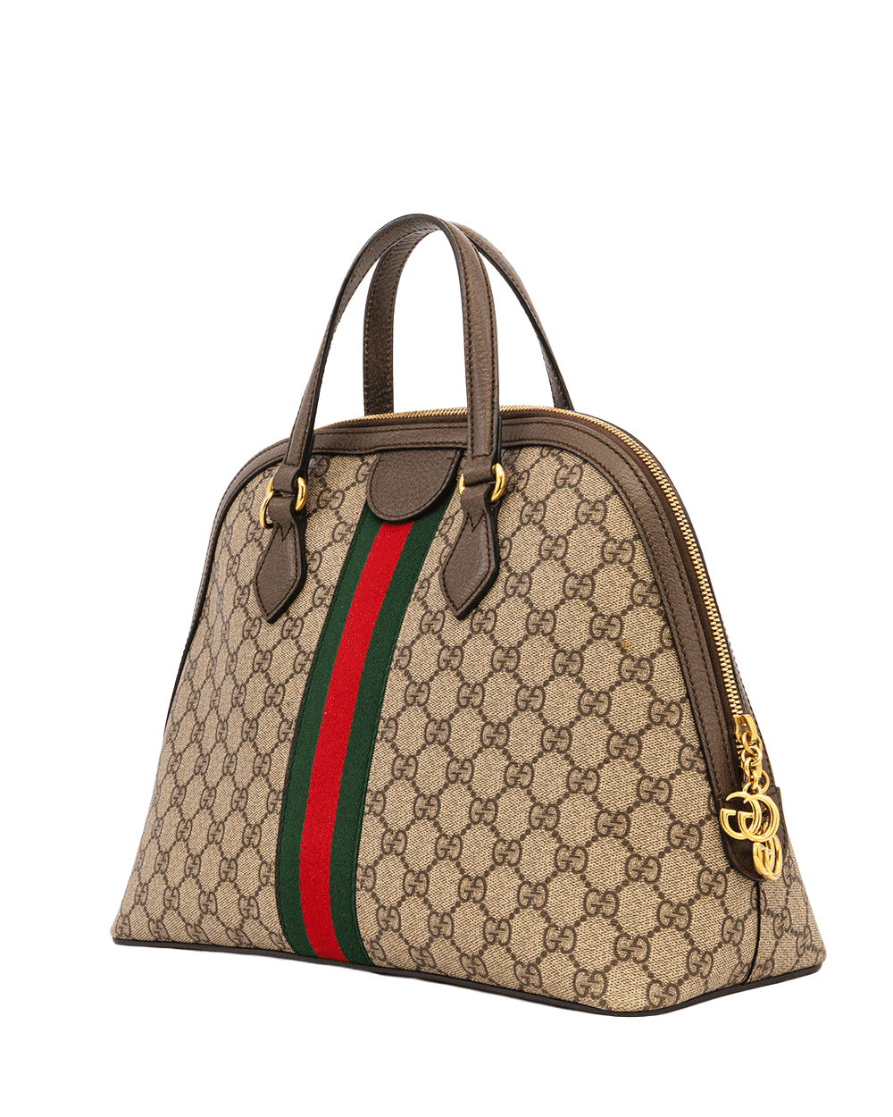 34 GUCCI OPHIDIA TOP HANDLE DOME MEDIUM BROWN GG MONOGRAM CANVAS GHW 524533 520981 0829