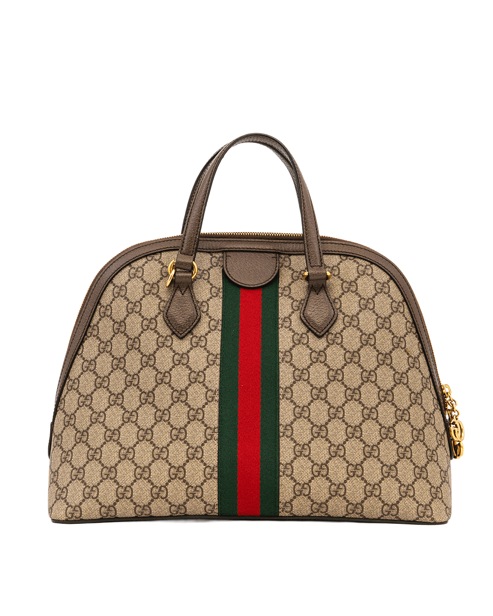 34 GUCCI OPHIDIA TOP HANDLE DOME MEDIUM BROWN GG MONOGRAM CANVAS GHW 524533 520981 0830