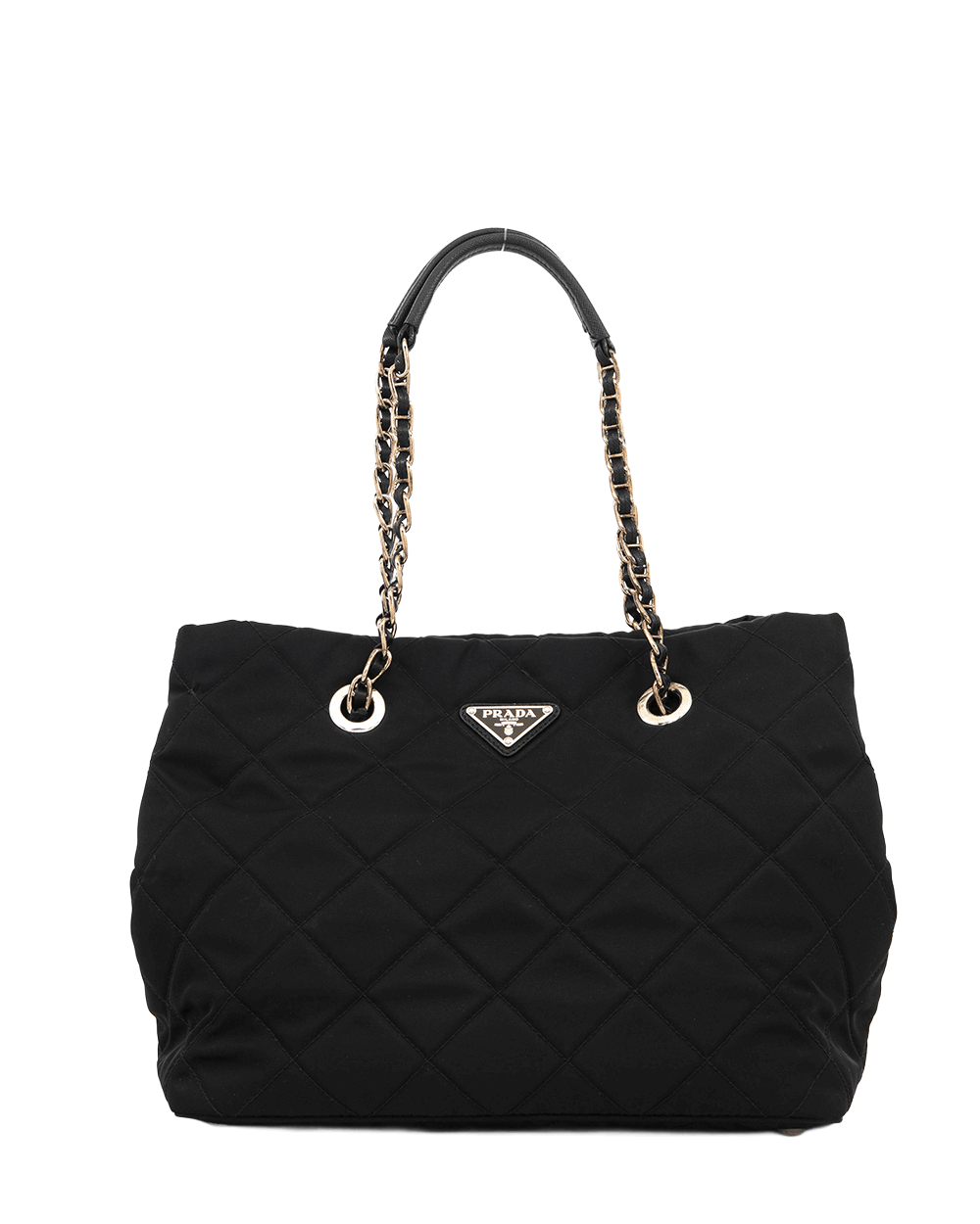 38 PRADA SHOPPER CHAIN TOTE BLACK NYLON SHW 0110