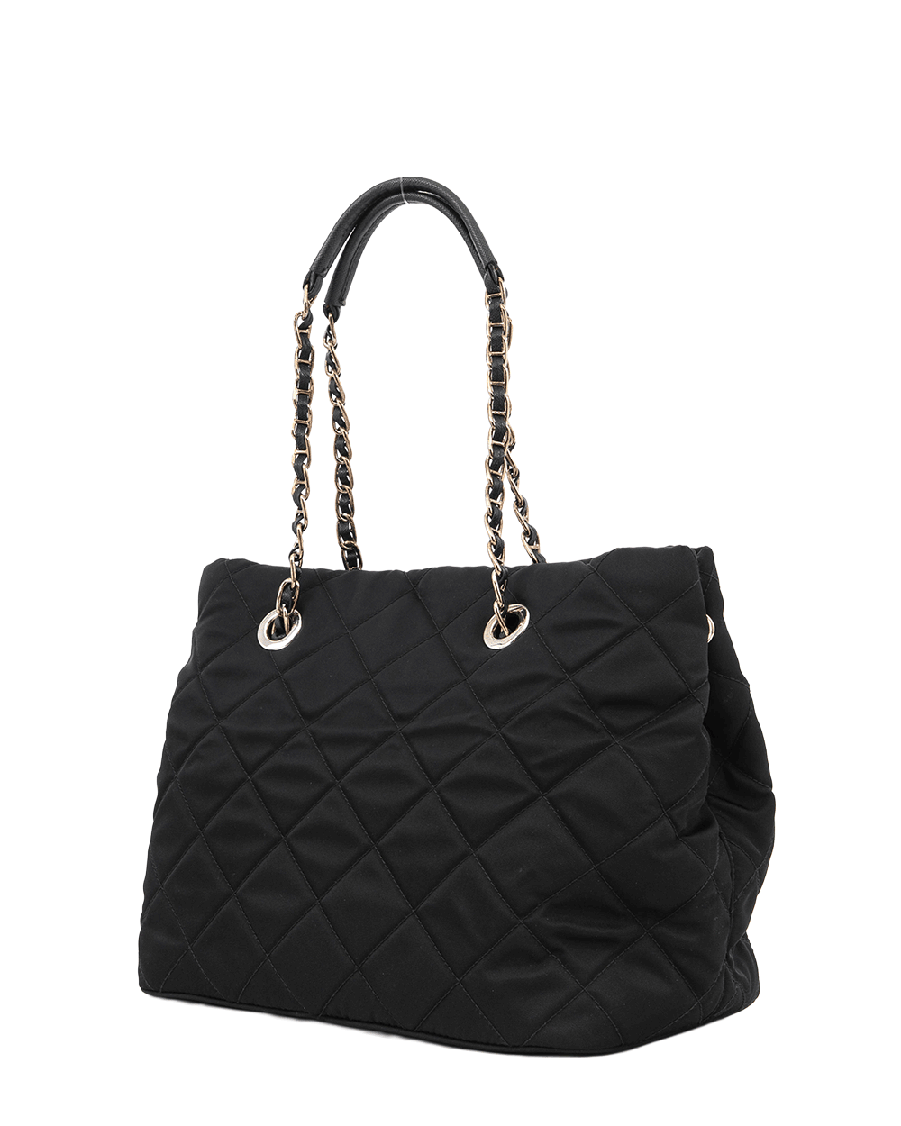 38 PRADA SHOPPER CHAIN TOTE BLACK NYLON SHW 0113