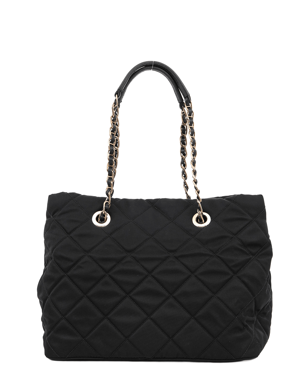 38 PRADA SHOPPER CHAIN TOTE BLACK NYLON SHW 0114