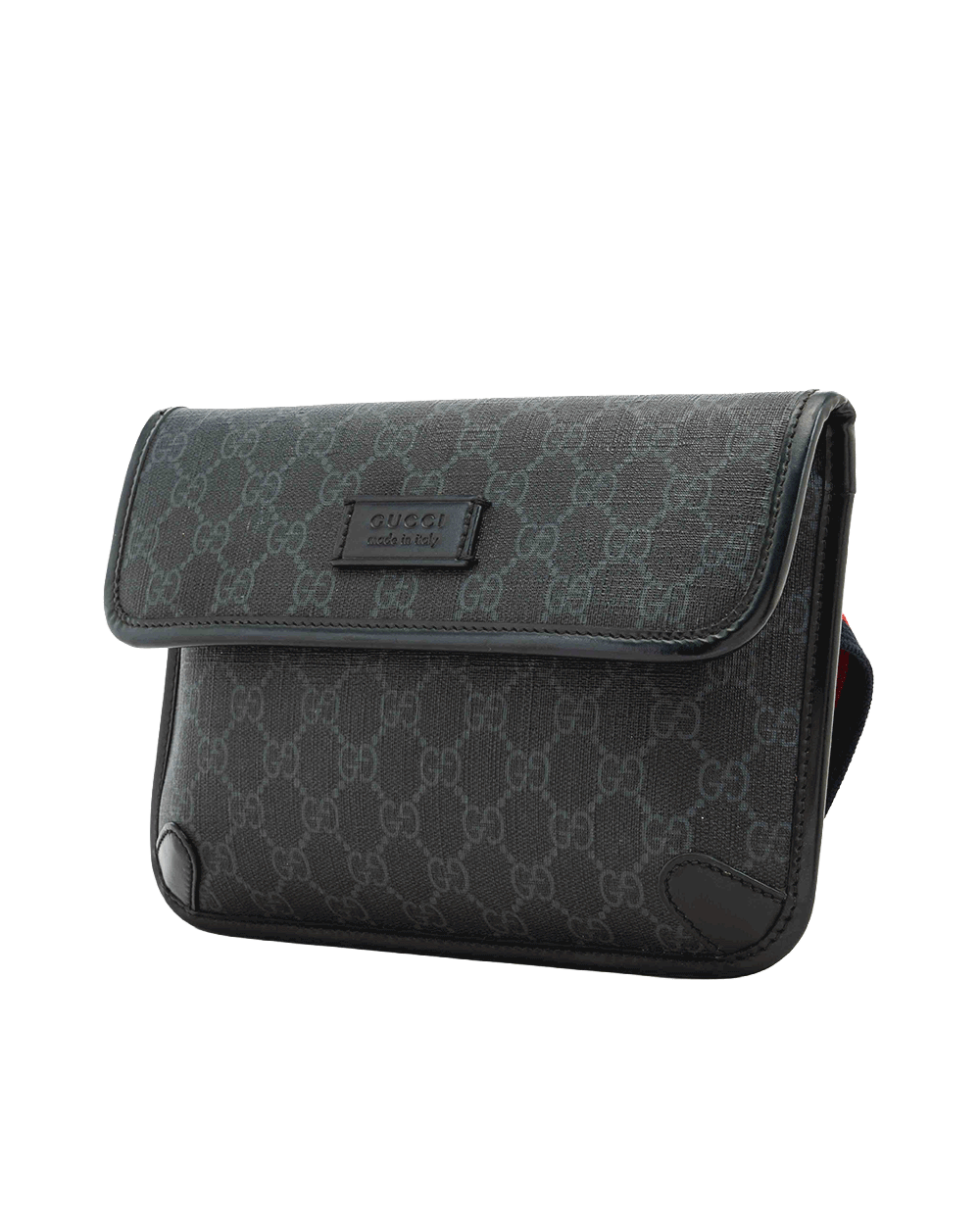 43 GUCCI BELT BAG SQUARE THIN BLACK GG SUPREME MONOGRAM CANVAS SHW 598113 525040 1642