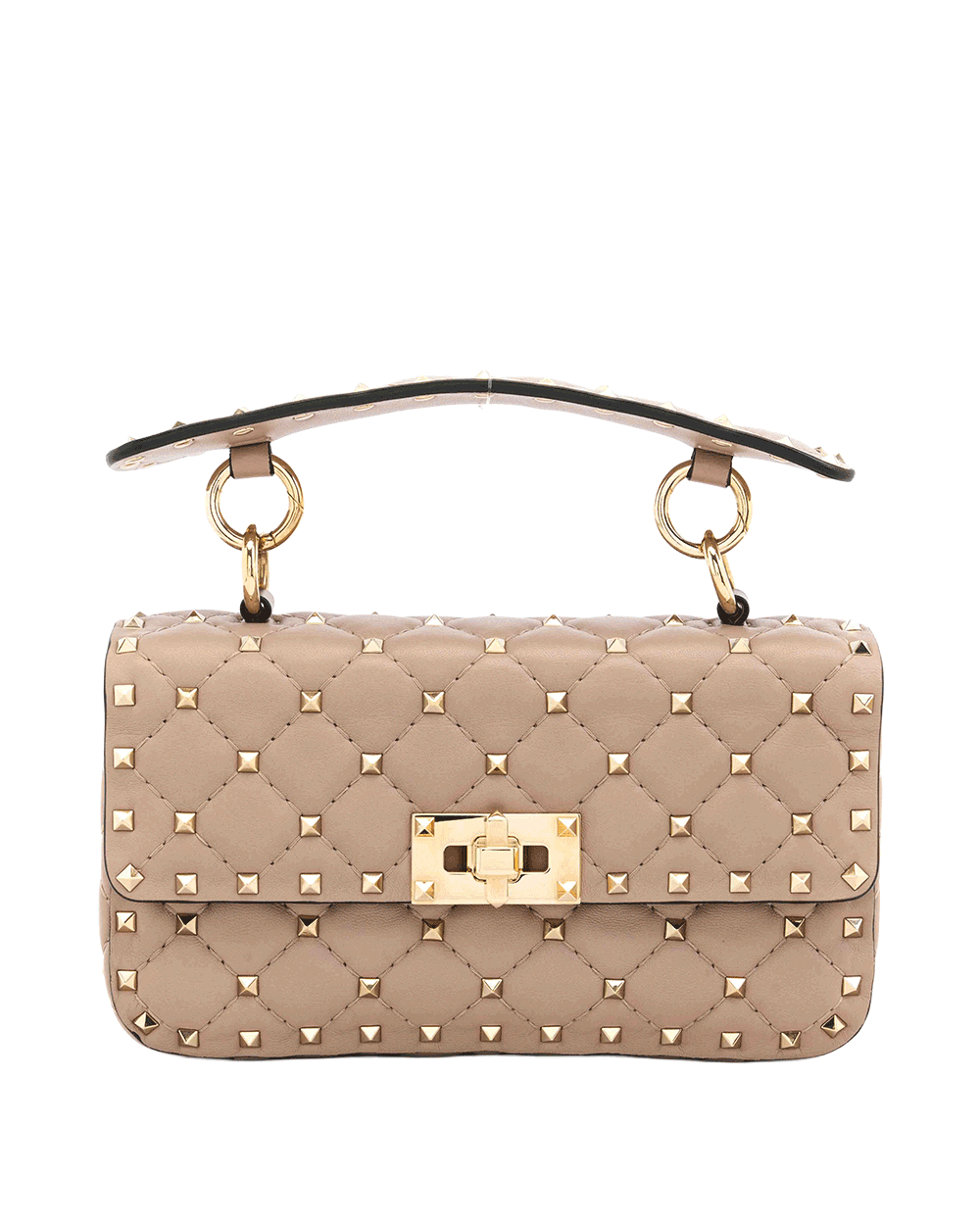 44 VALENTINO ROCKSTUD SPIKE SHOULDER BAG SMALL BEIGE CALF GHW 1620