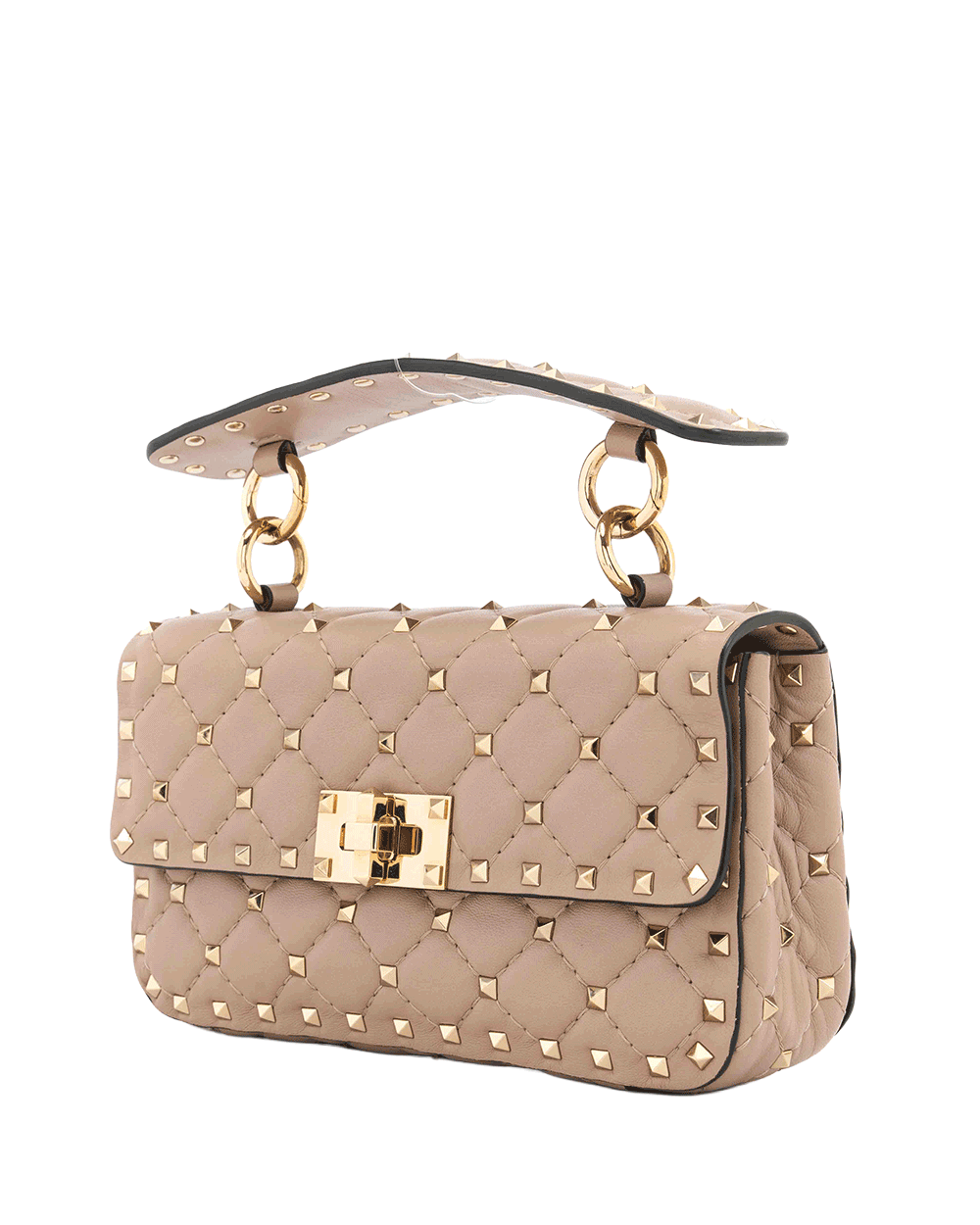 44 VALENTINO ROCKSTUD SPIKE SHOULDER BAG SMALL BEIGE CALF GHW 1621