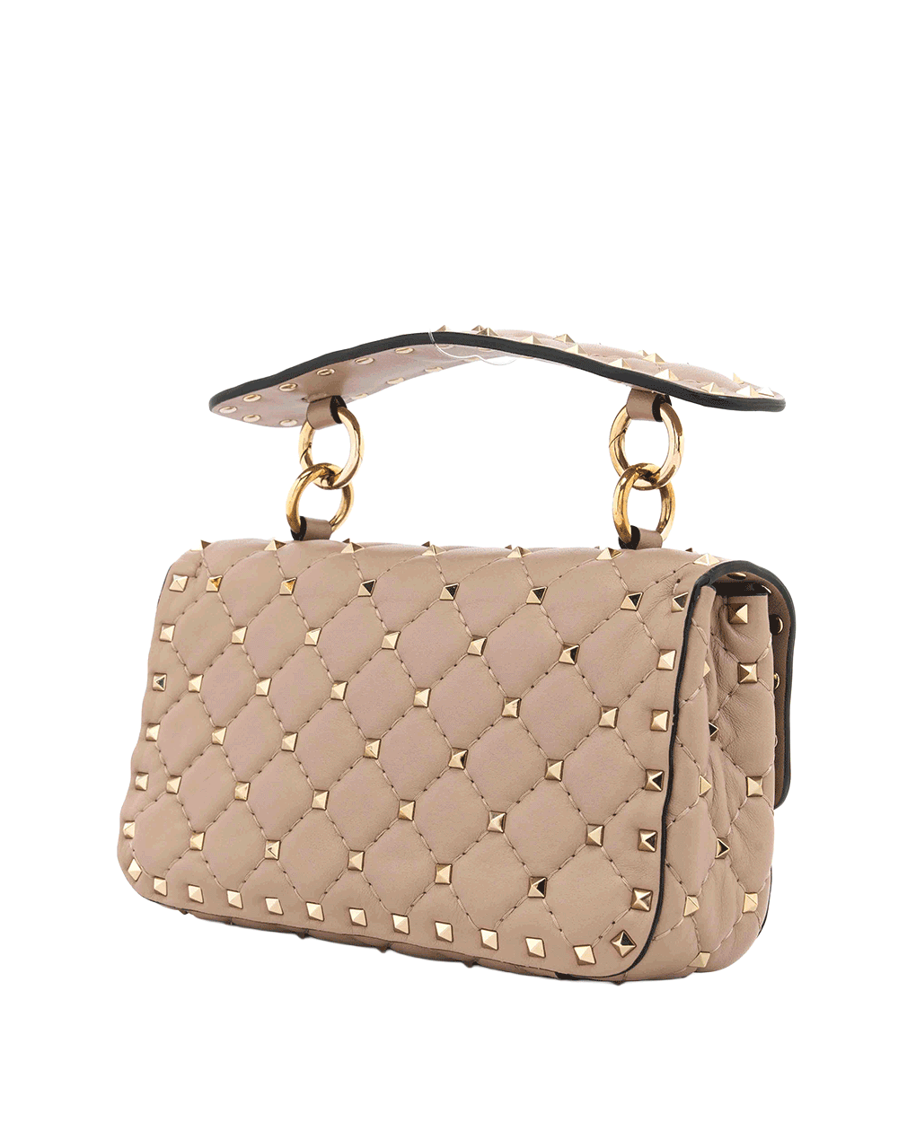 44 VALENTINO ROCKSTUD SPIKE SHOULDER BAG SMALL BEIGE CALF GHW 1622