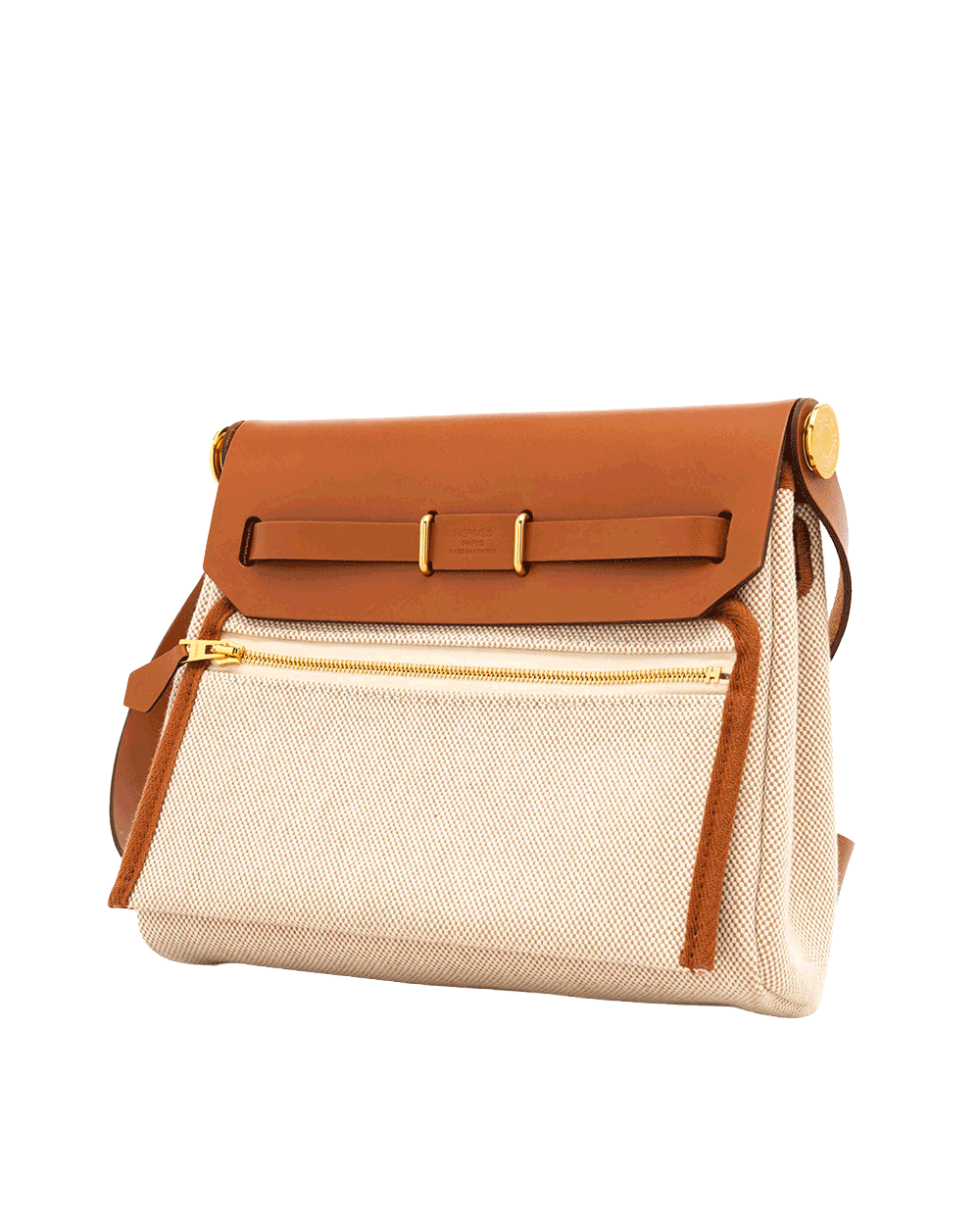 46 HERMES HERBAG ZIP 20 ECRU BEIGE FAUVE CANVAS GHW K MN 007 KD 1761