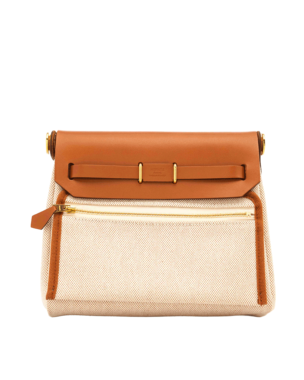 46 HERMES HERBAG ZIP 20 ECRU BEIGE FAUVE CANVAS GHW K MN 007 KD 1762