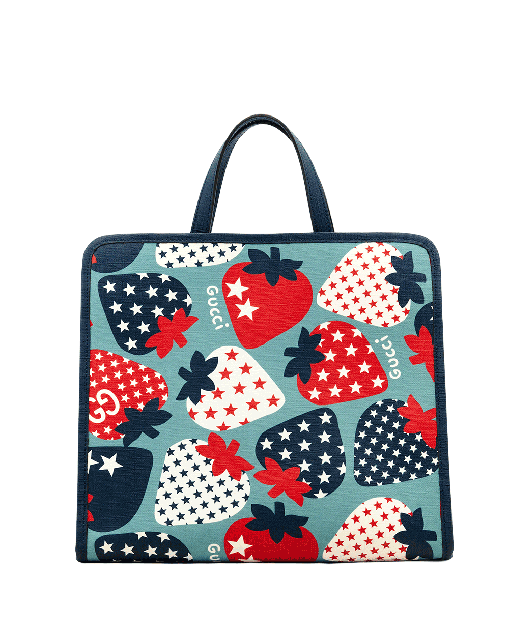 6 GUCCI STRAWBERRY KID TOTE BLUE CANVAS SHW 605614 520981 0139