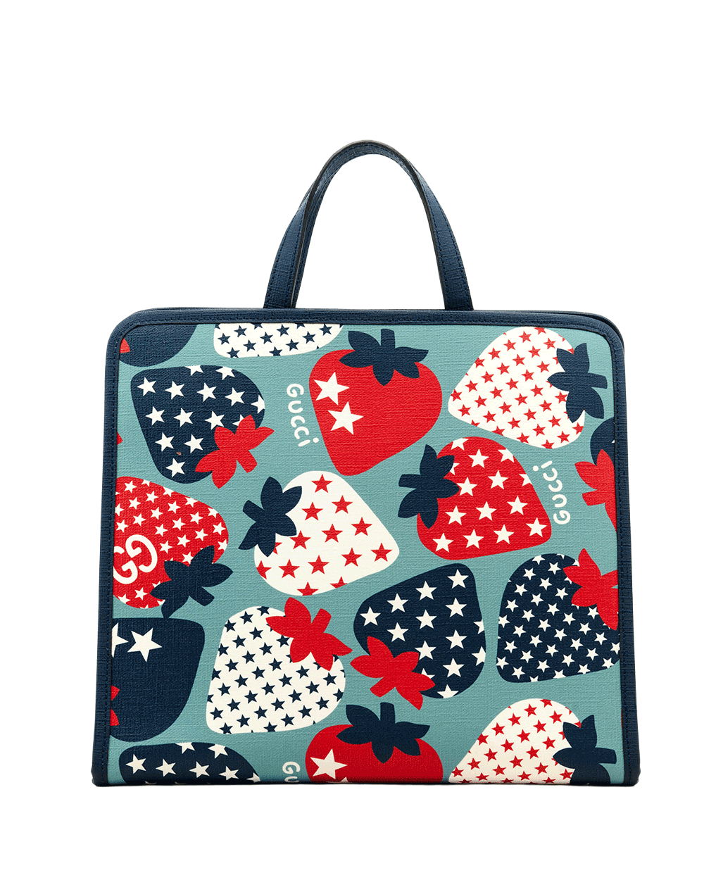 6 GUCCI STRAWBERRY KID TOTE BLUE CANVAS SHW 605614 520981 0143