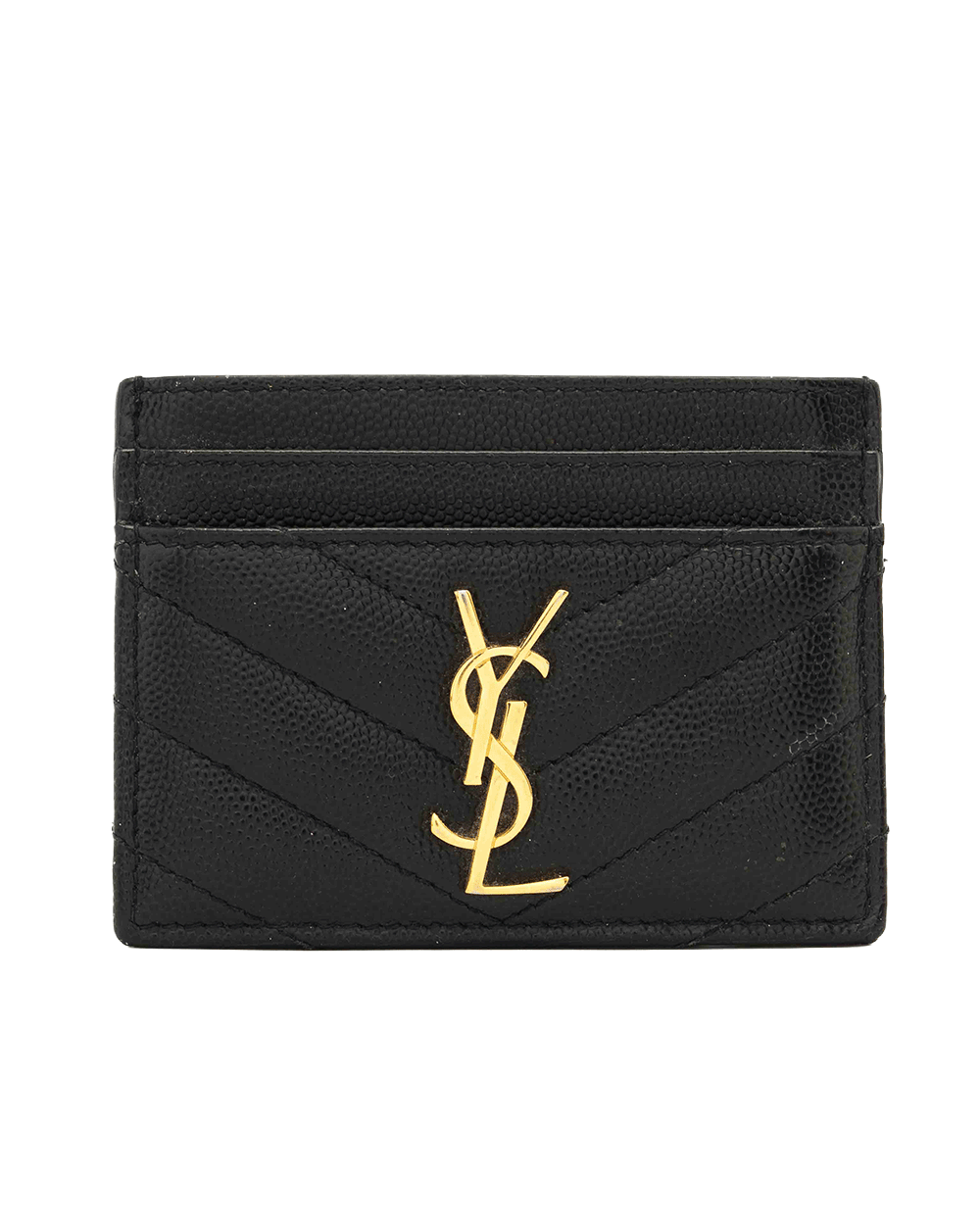 61 YSL CARD SLOT SHORT BLACK CHEVRON GHW 1804