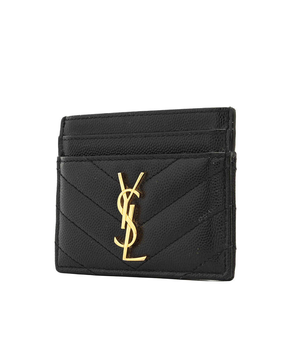 61 YSL CARD SLOT SHORT BLACK CHEVRON GHW 1805