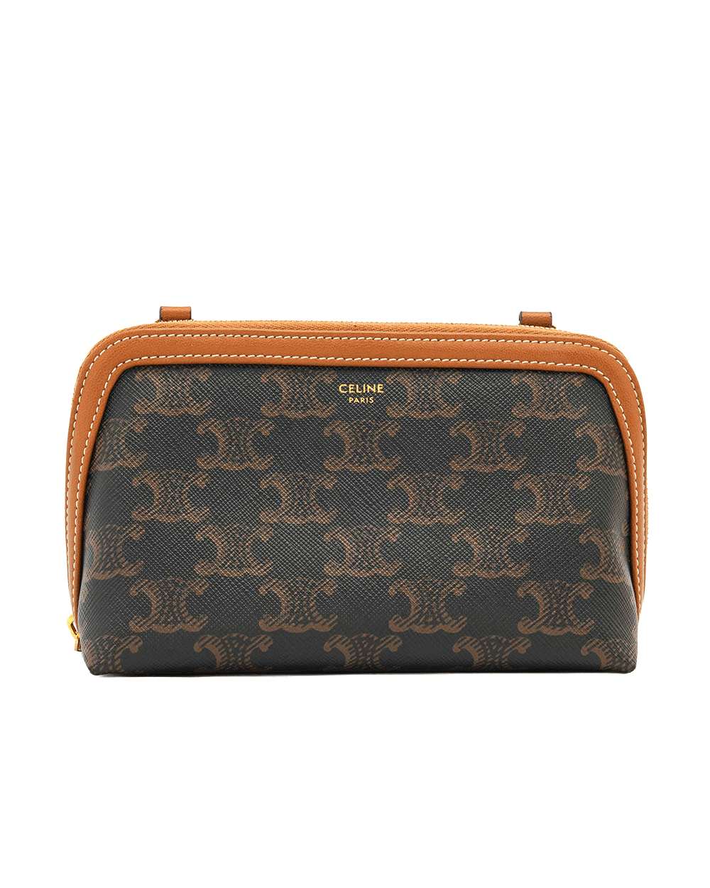 62 CELINE CLUTCH ON CHAIN BROWN CANVAS GHW S AN 4292 1776