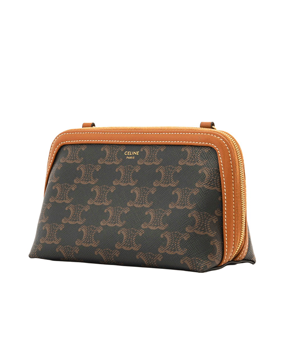 62 CELINE CLUTCH ON CHAIN BROWN CANVAS GHW S AN 4292 1777