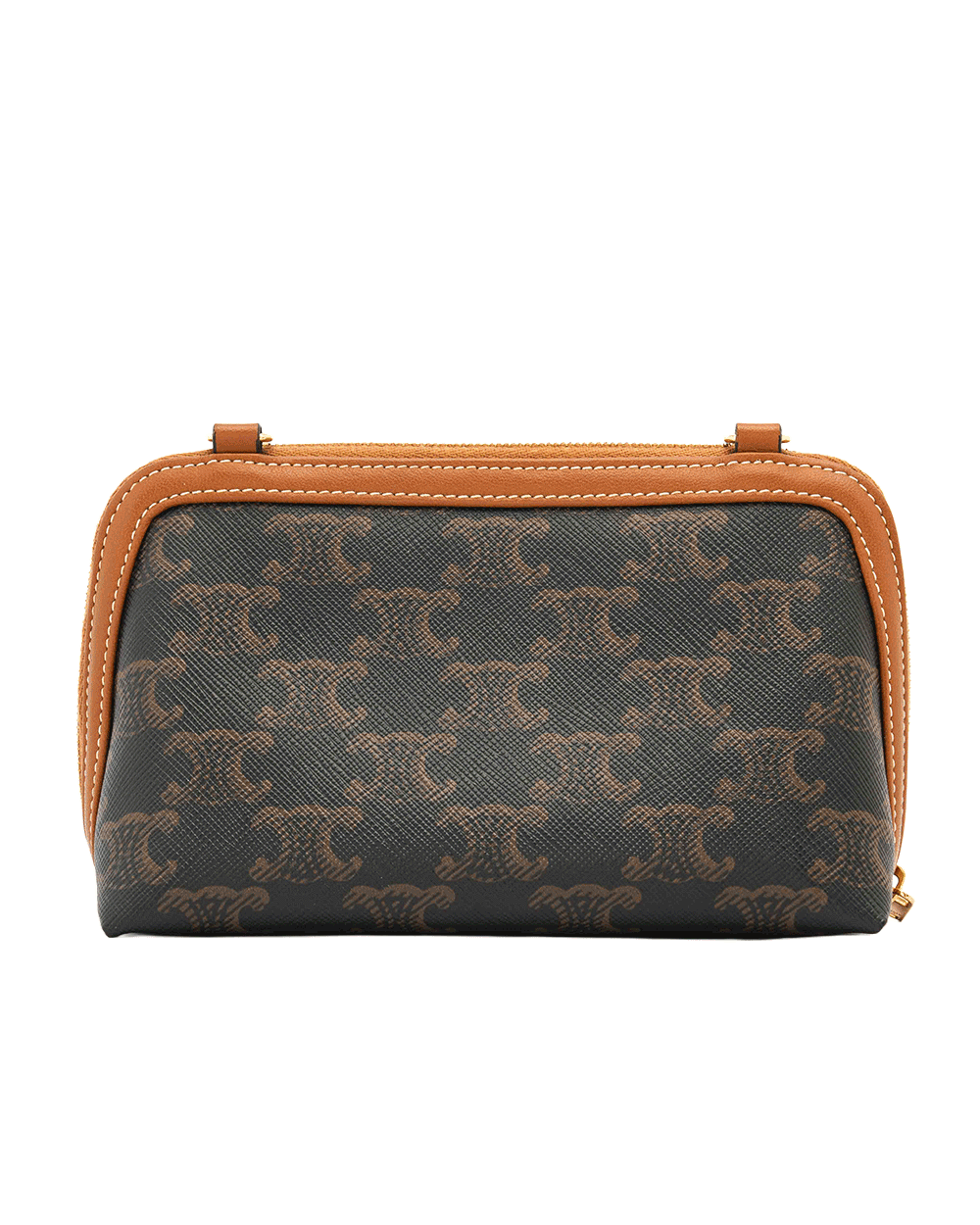 62 CELINE CLUTCH ON CHAIN BROWN CANVAS GHW S AN 4292 1781