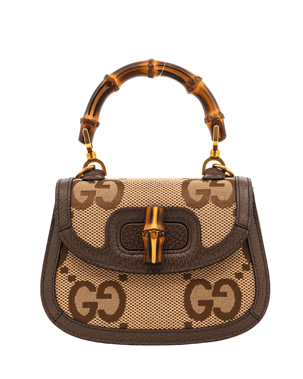 64 NEW GUCCI BAMBOO 1947 MINI BROWN JUMBO GG MONOGRAM GHW 686864 486628 0464