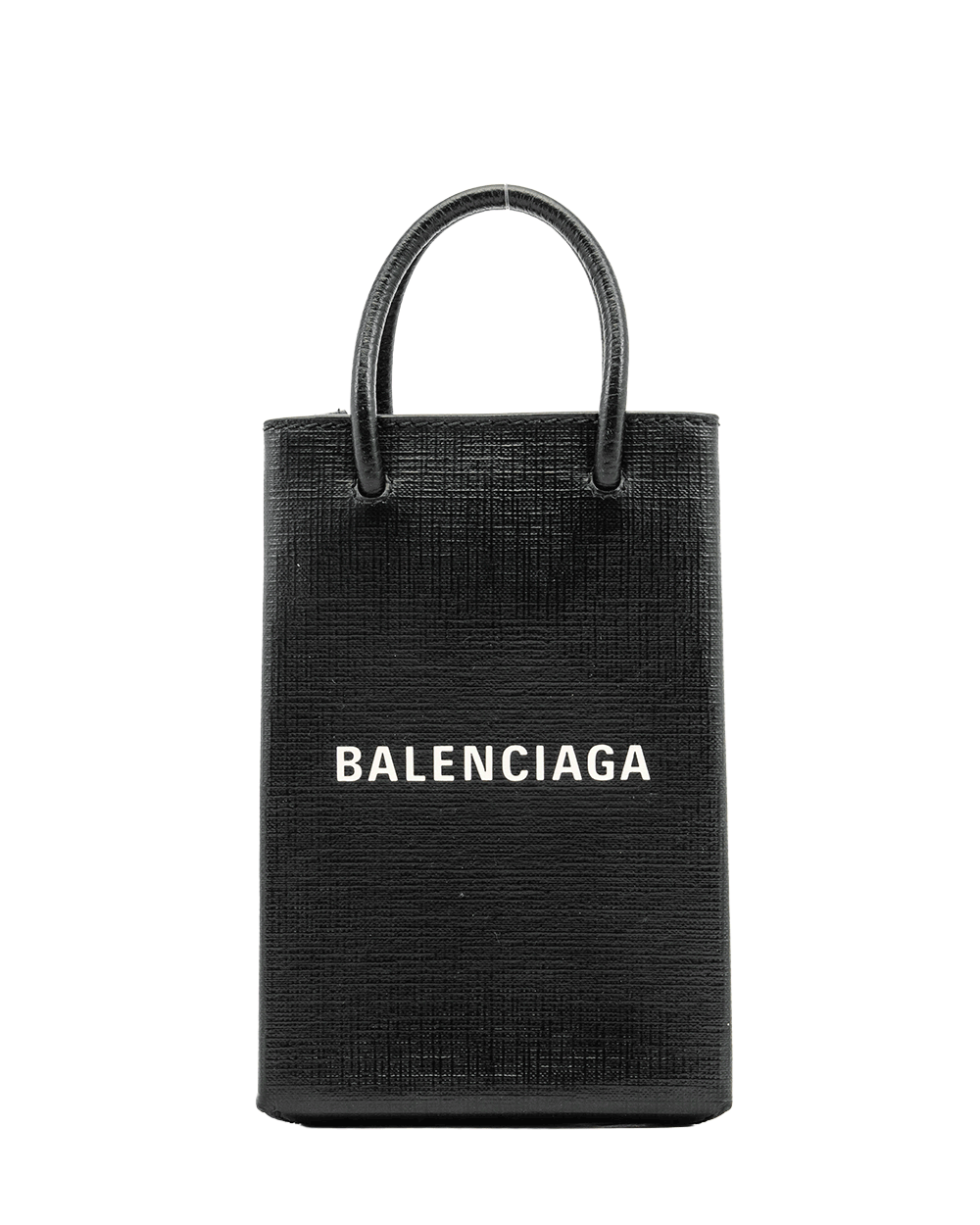 7 BALENCIAGA SHOPPING PHONE TOTE BLACK CANVAS SHW 593325 1000 R568024 0358