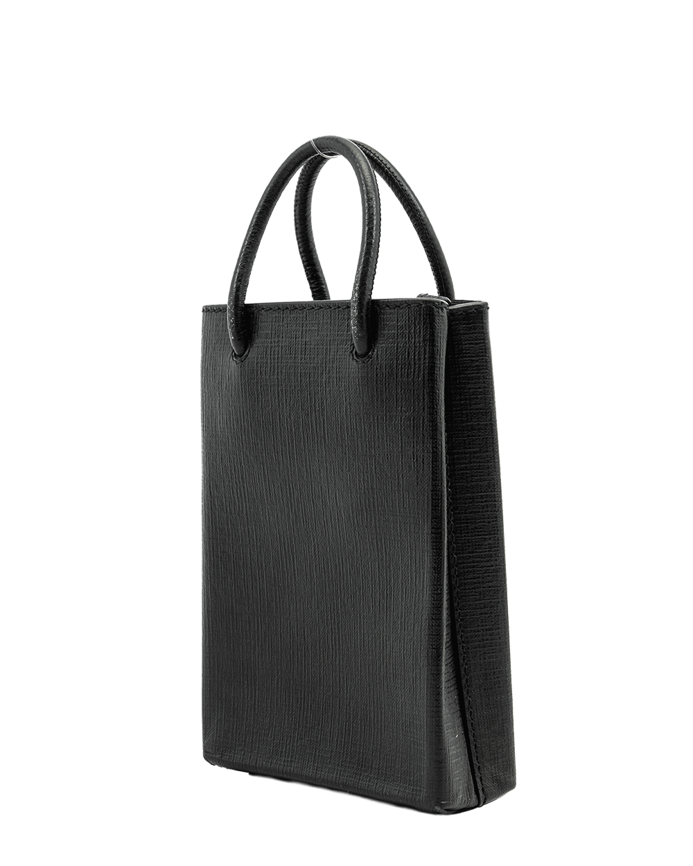 7 BALENCIAGA SHOPPING PHONE TOTE BLACK CANVAS SHW 593325 1000 R568024 0360