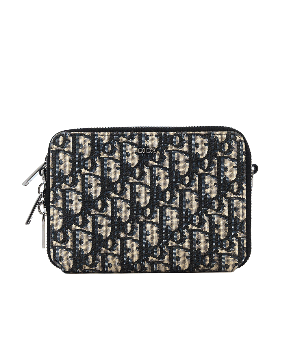 7 DIOR ZIPPED POUCH WITH STRAP BLACK OBLIQUE JACUARD SHW 11 BO 0262 0457