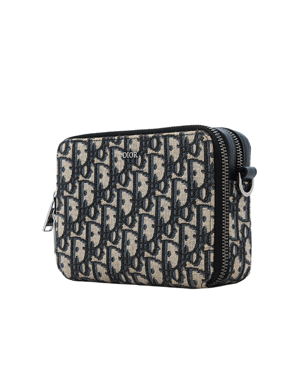 7 DIOR ZIPPED POUCH WITH STRAP BLACK OBLIQUE JACUARD SHW 11 BO 0262 0458