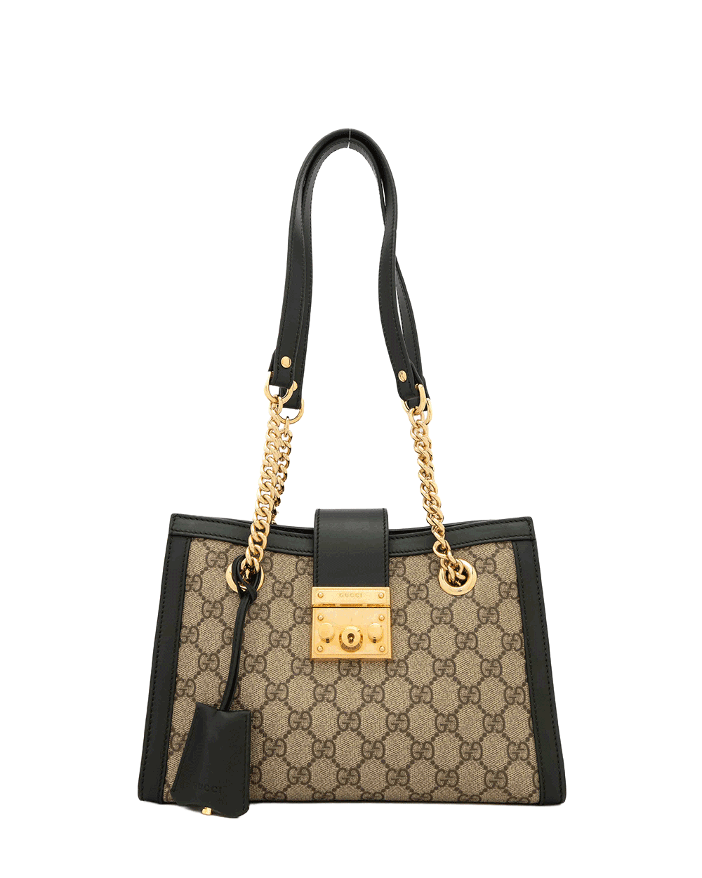 8 GUCCI PADLOCK SHOULDER BAG SMALL BROWN BLACK GG MONOGRAM CANVAS GHW 498156 493075 0691