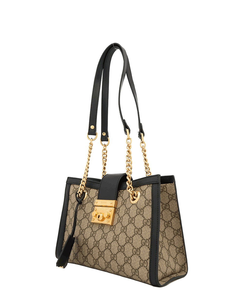 8 GUCCI PADLOCK SHOULDER BAG SMALL BROWN BLACK GG MONOGRAM CANVAS GHW 498156 493075 0692