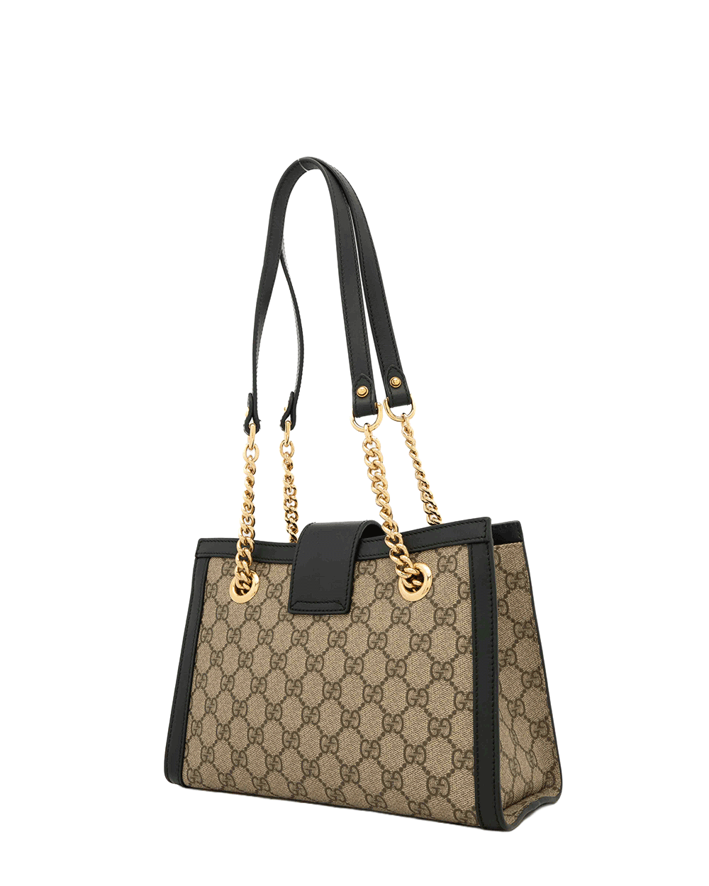 8 GUCCI PADLOCK SHOULDER BAG SMALL BROWN BLACK GG MONOGRAM CANVAS GHW 498156 493075 0693