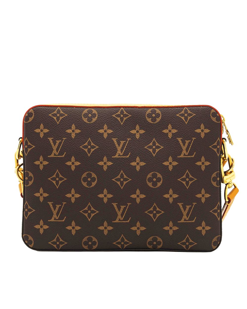 8 LV TRIO MESSENGER BROWN MONOGRAM CANVAS GHW MICROCHIP 0258