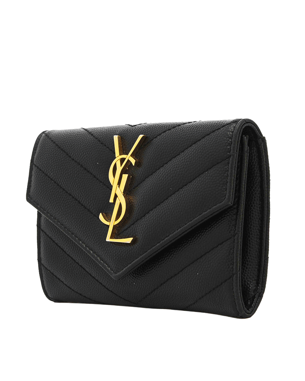 9 YSL CARD HOLDER SHORT BLACK CALF GHW TGR 414404 0719 0286