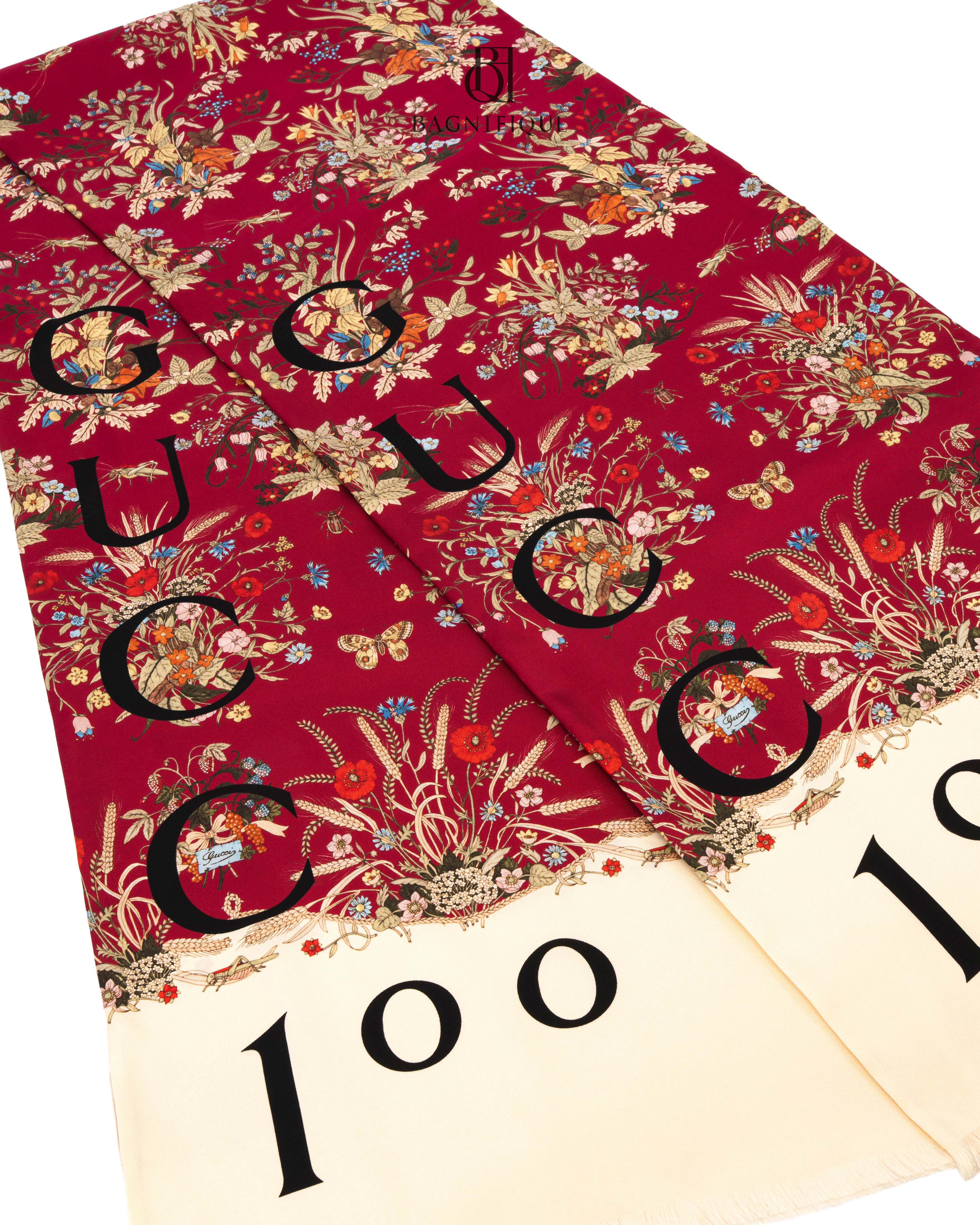 NEW GUCCI SCARF RED SILK 1718