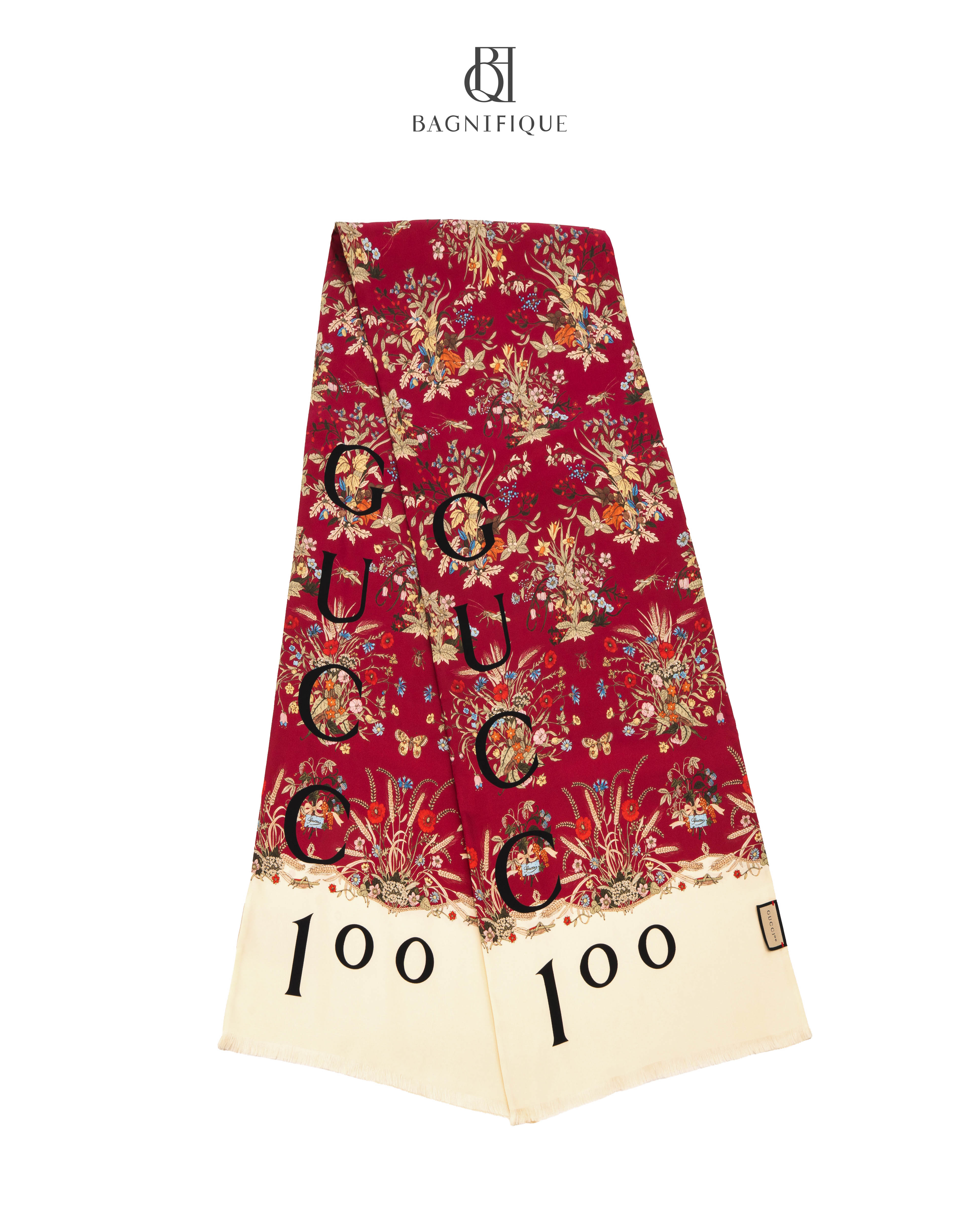 NEW GUCCI SCARF RED SILK 1720