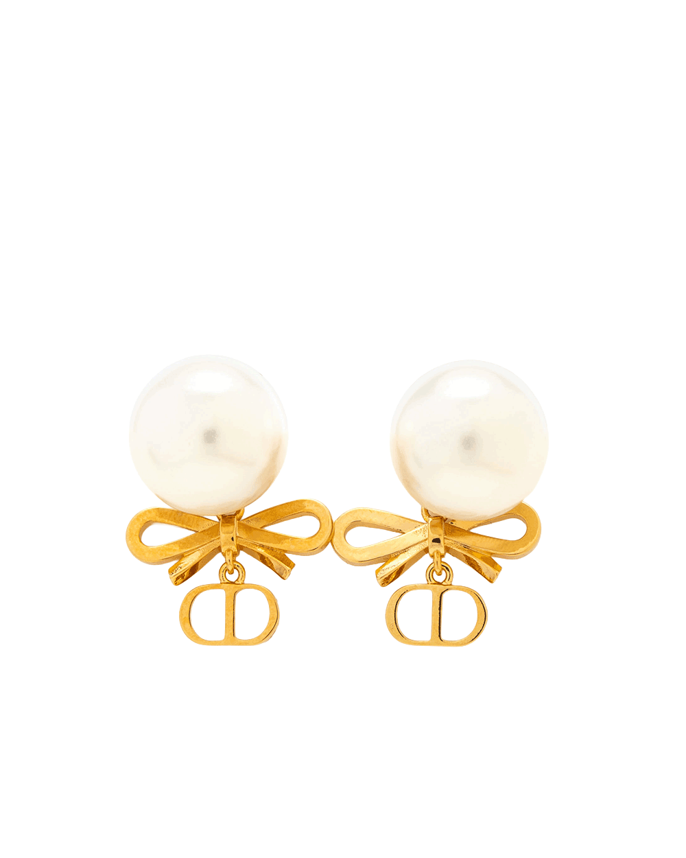 1 NEW DIOR CD MINI BOW EARRING PEARL GHW 0274