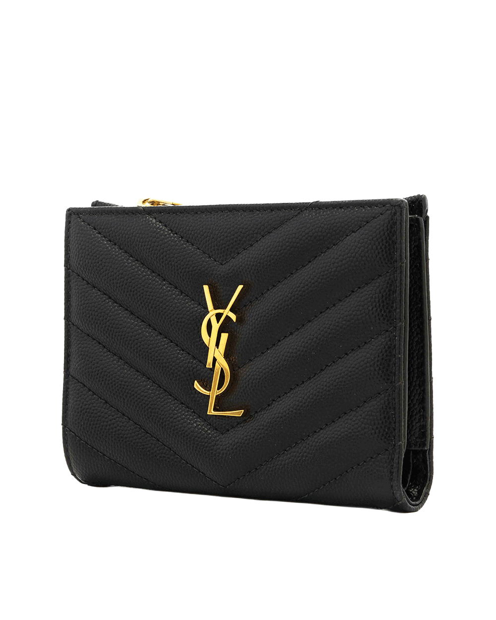 19 YSL BI FOLD ZIPPY SHORT BLACK CALF GHW BND 668287 0721 0221