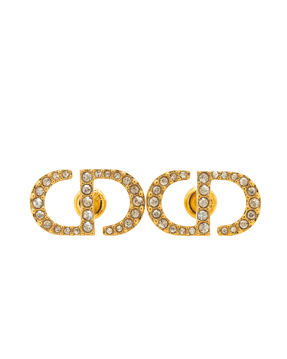 2 NEW DIOR CD SIGNATURE STUD EARRINGS CRYSTALS GHW 0261