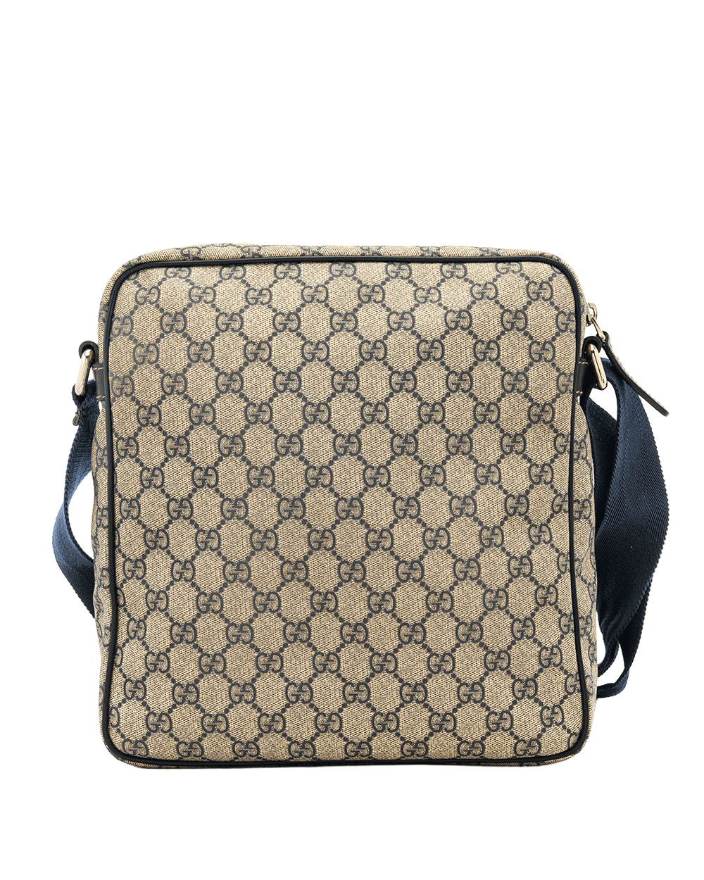 20 GUCCI POCKET ZIP MESSENGER BAG NAVY BROWN GG MONOGRAM CANVAS SHW 201448 002123 0797