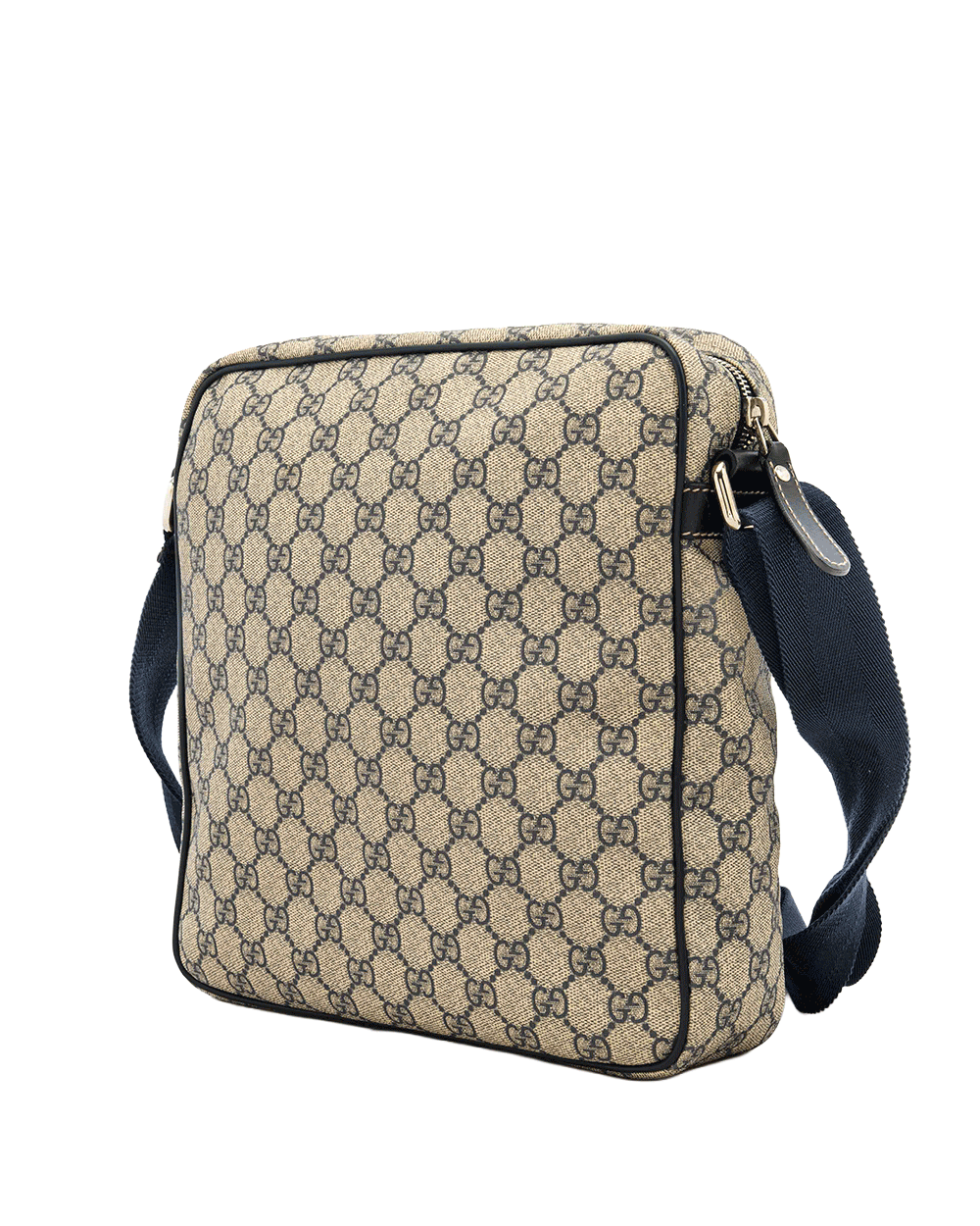 20 GUCCI POCKET ZIP MESSENGER BAG NAVY BROWN GG MONOGRAM CANVAS SHW 201448 002123 0798