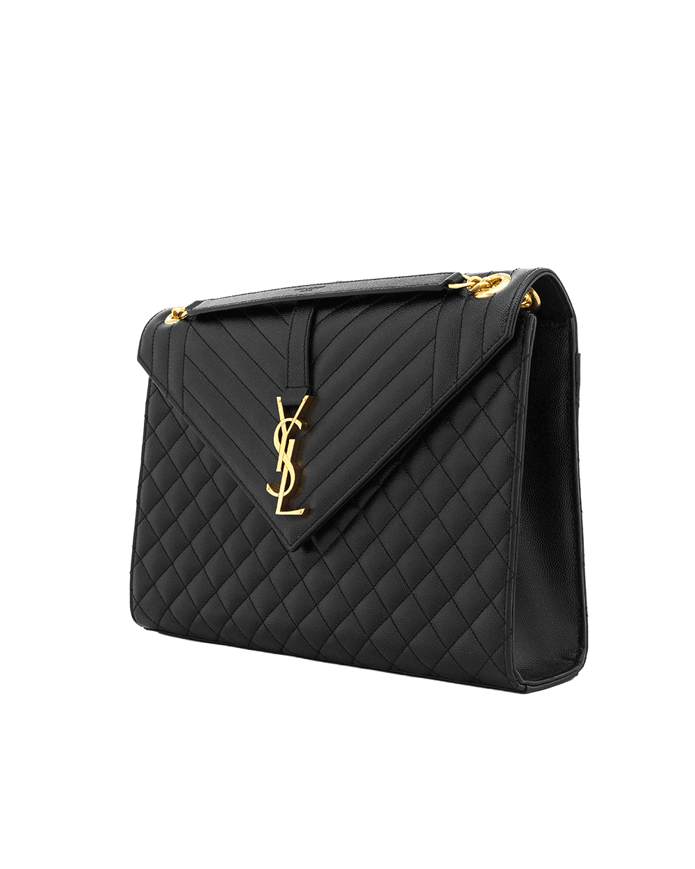 25 YSL ENVELOPE LARGE BLACK CALF GHW ALM 600166 0721 0518