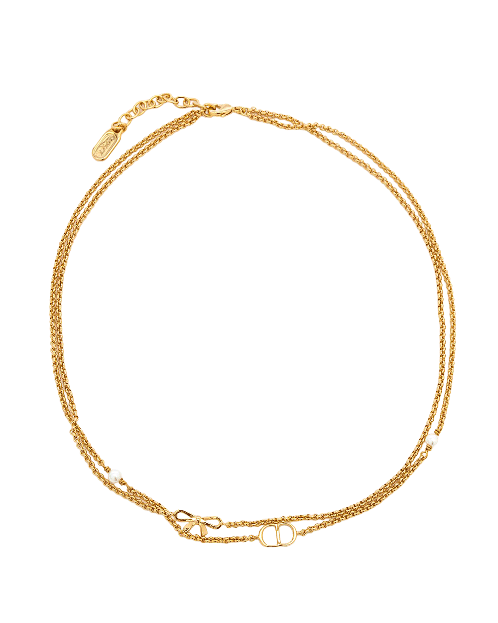 5 NEW DIOR CD MINI BOW NECKLACE PEARL GHW 0354