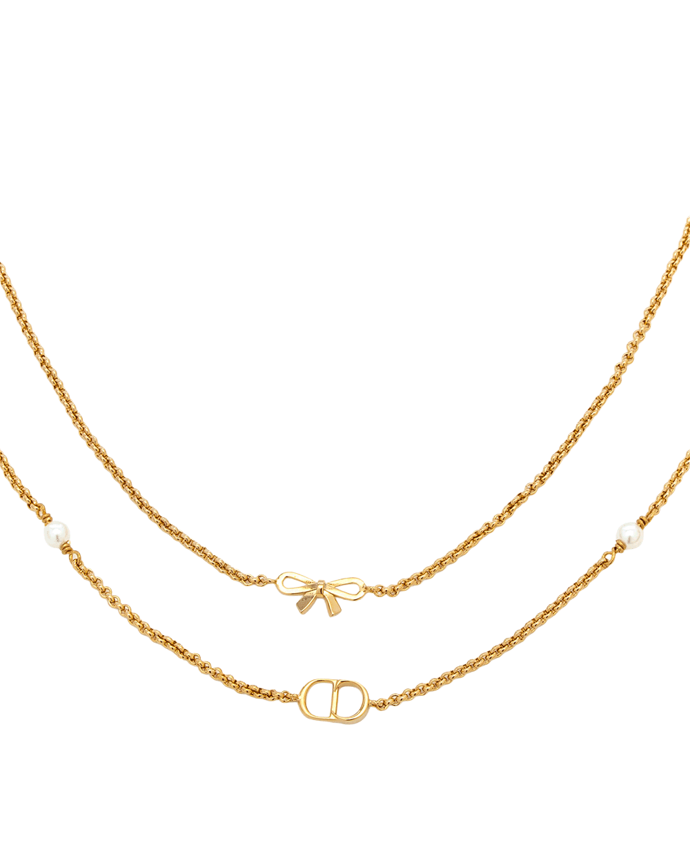 5 NEW DIOR CD MINI BOW NECKLACE PEARL GHW 0356