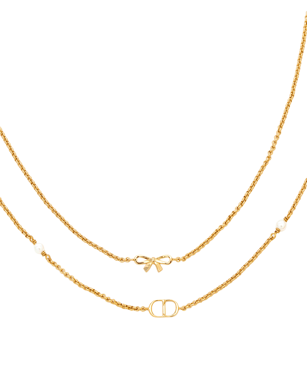 5 NEW DIOR CD MINI BOW NECKLACE PEARL GHW 0357