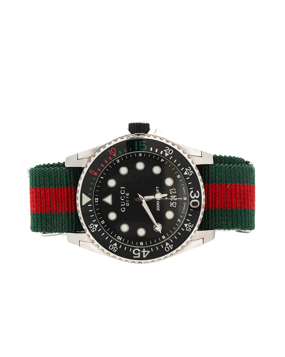 54 GUCCI DIVE WATCH 46 MM BLACK GREEN RED STAINLESS STEEL SHW 17304907 0689